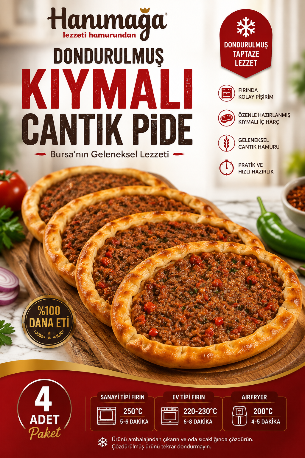 Cantık kıymalı pide 4 lü
