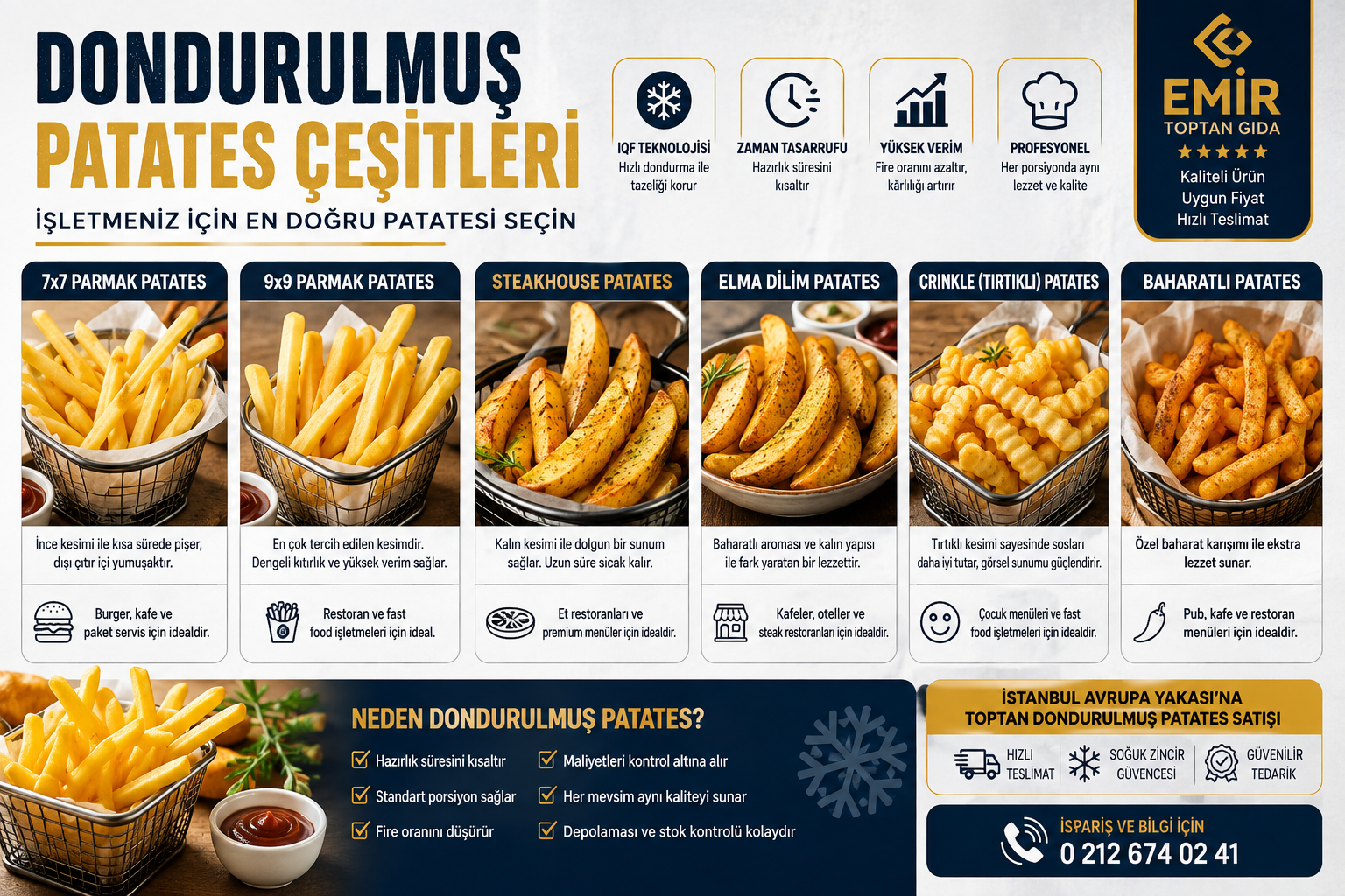 Dondurulmuş patates çeşitleri